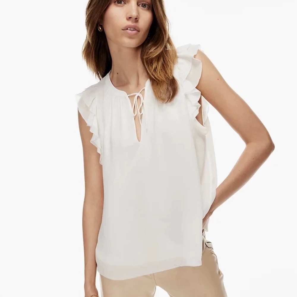 Wilfred White Ruffle Sleeve Top